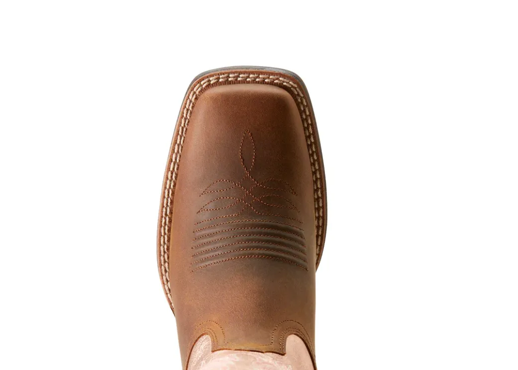 10053730 Ariat Women's Round Up Ryder Distressed Brown/ Golden Pink   C Width