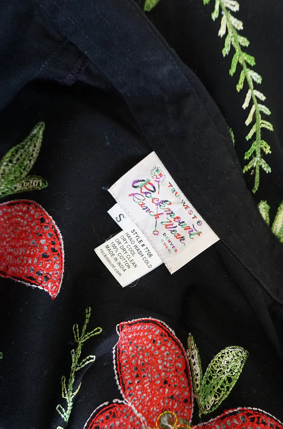 1990s Bright Hand Embroidered Western Shirt