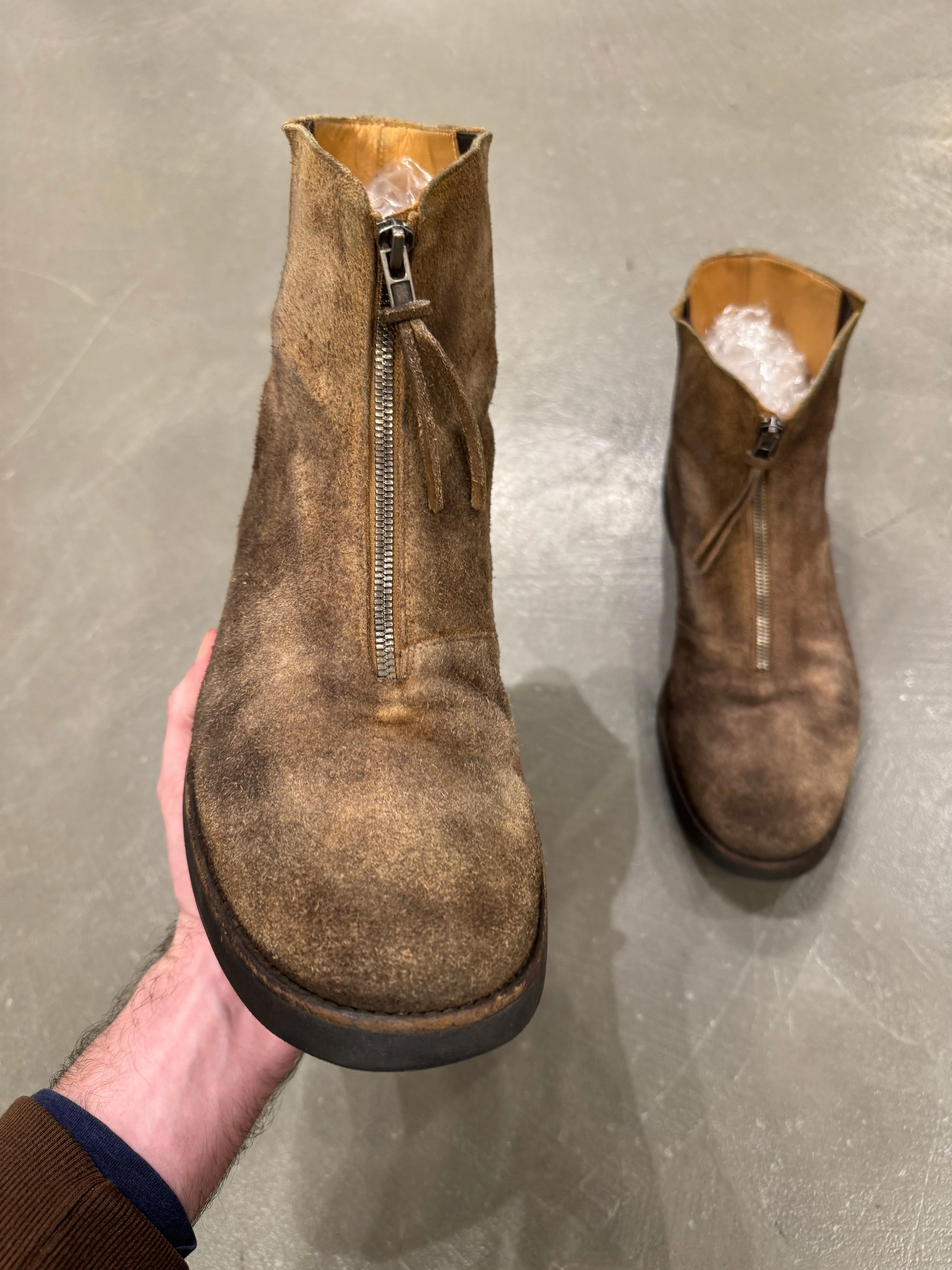 2000s MARTIN MARGIELA zipper distressed suede boots