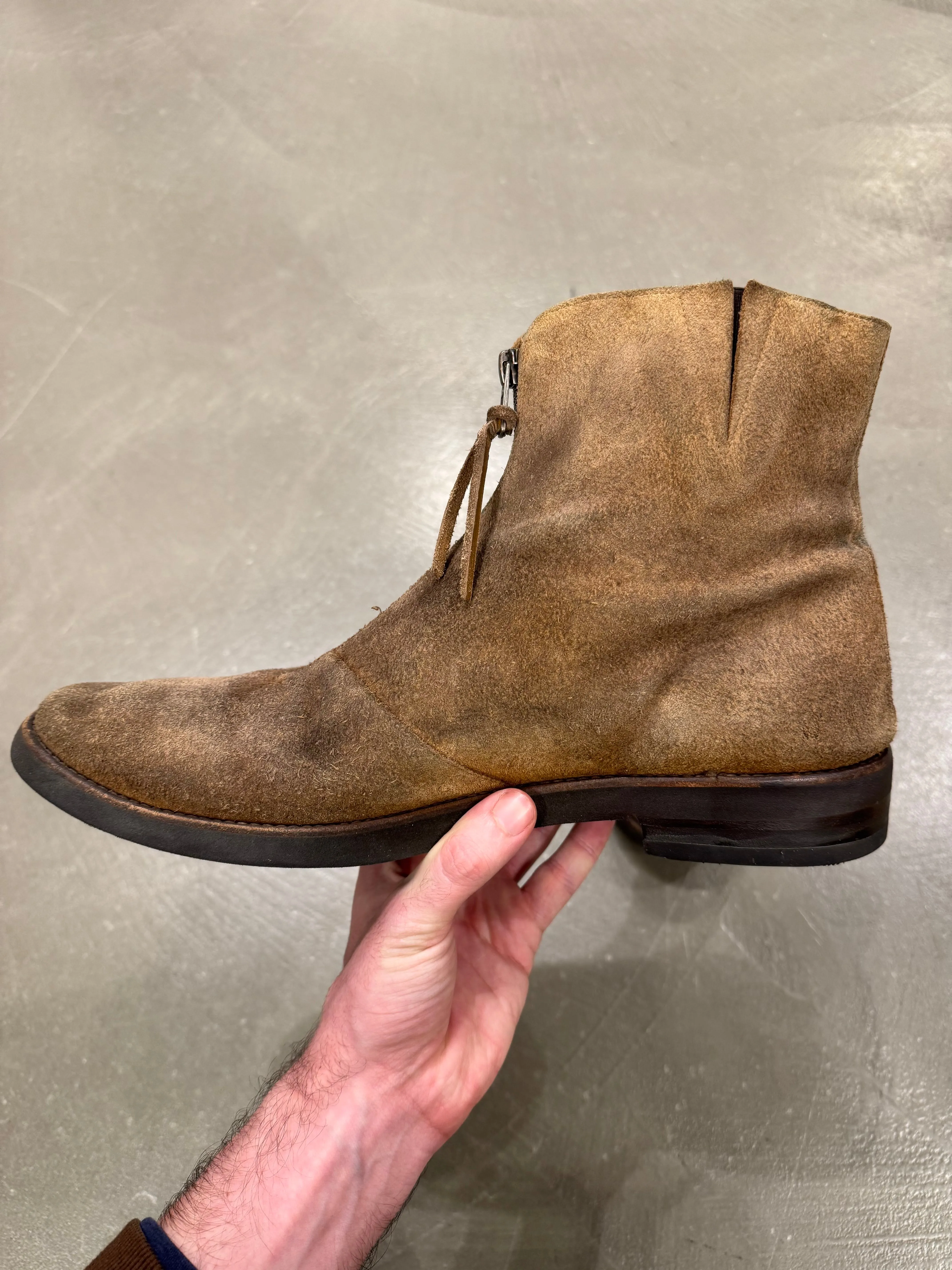 2000s MARTIN MARGIELA zipper distressed suede boots