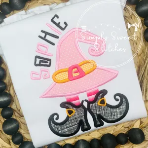 2366 - WITCH BOOTS & HAT - APPLIQUE CHILD SHIRT