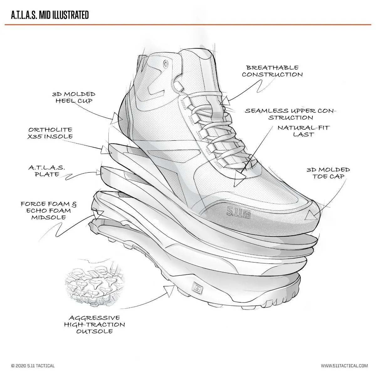 5.11 ATLAS Mid Boot Dark Coyote