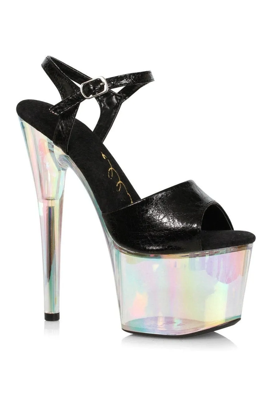 709-ZABRINA Sandal | Black Faux Leather