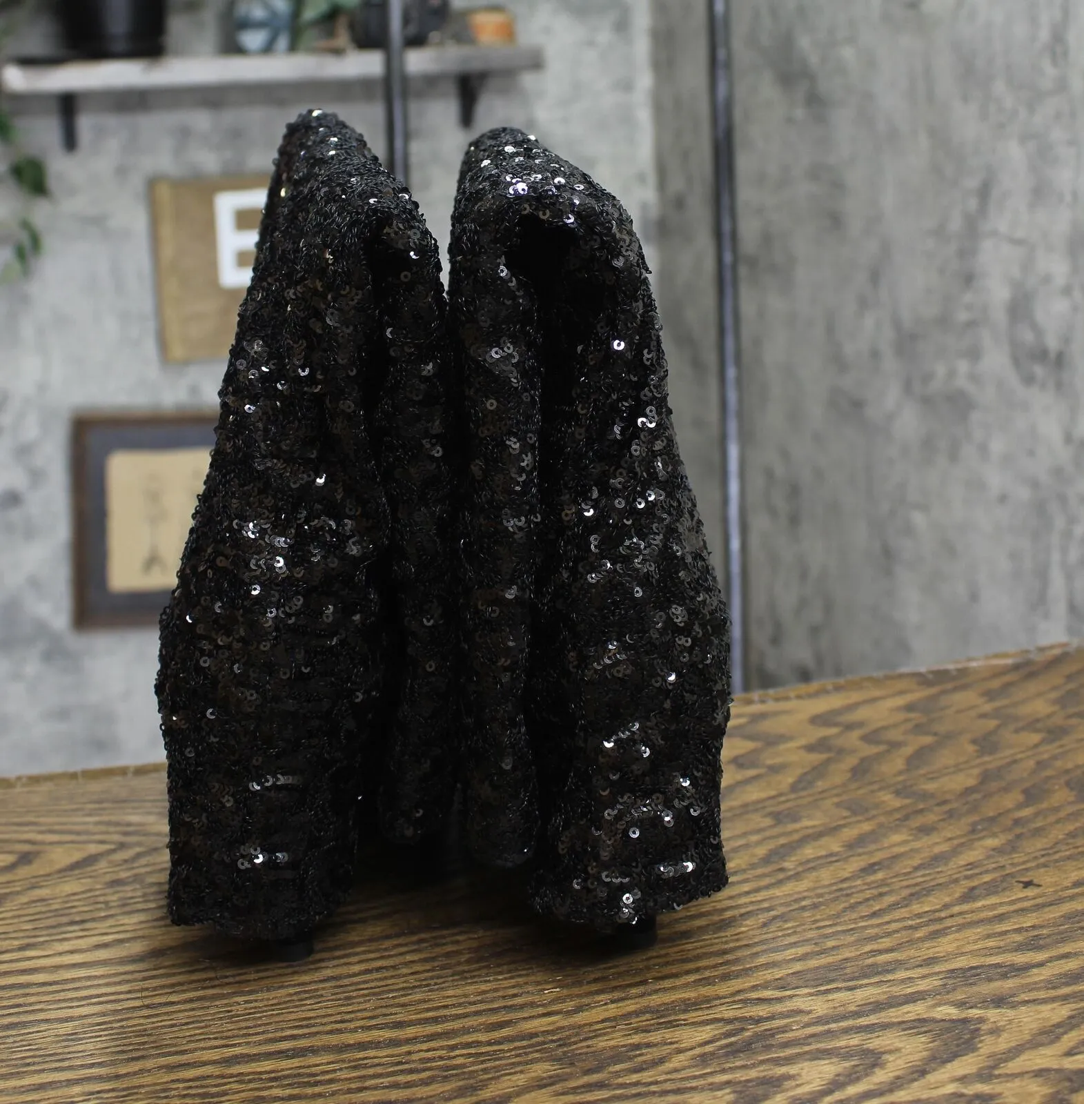 A New Day Womens Abba Sequin Foldover Tall Boots 91636693 Black 11M