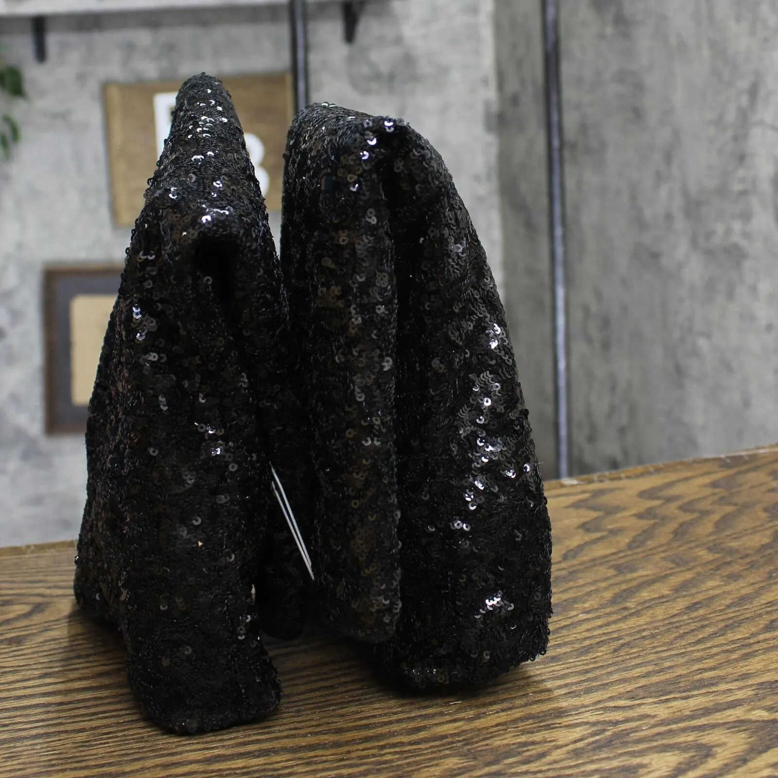 A New Day Womens Abba Sequin Foldover Tall Boots 91636693 Black 6.5M