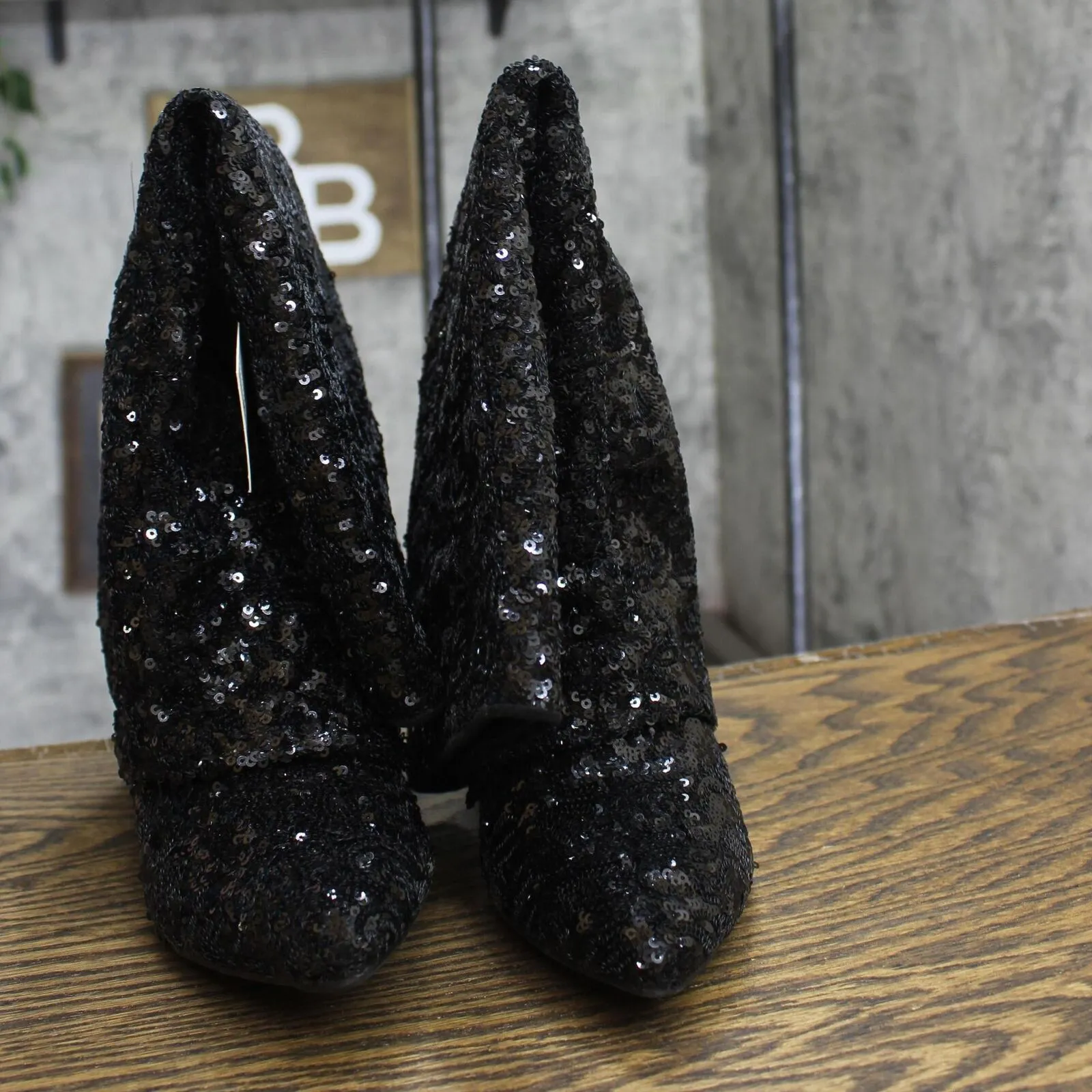 A New Day Womens Abba Sequin Foldover Tall Boots 91636693 Black 6.5M