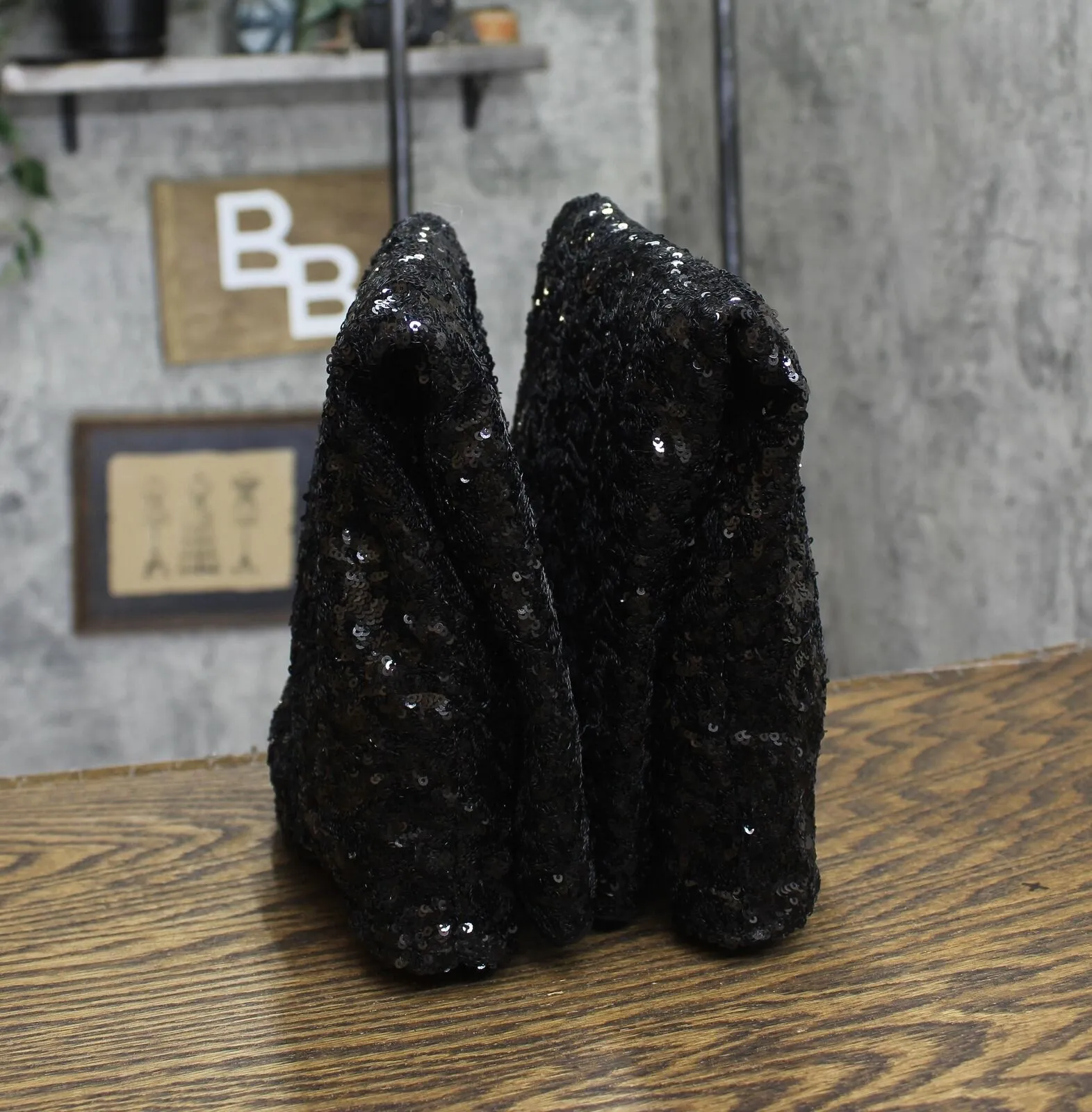 A New Day Womens Abba Sequin Foldover Tall Boots 91636693 Black 6M