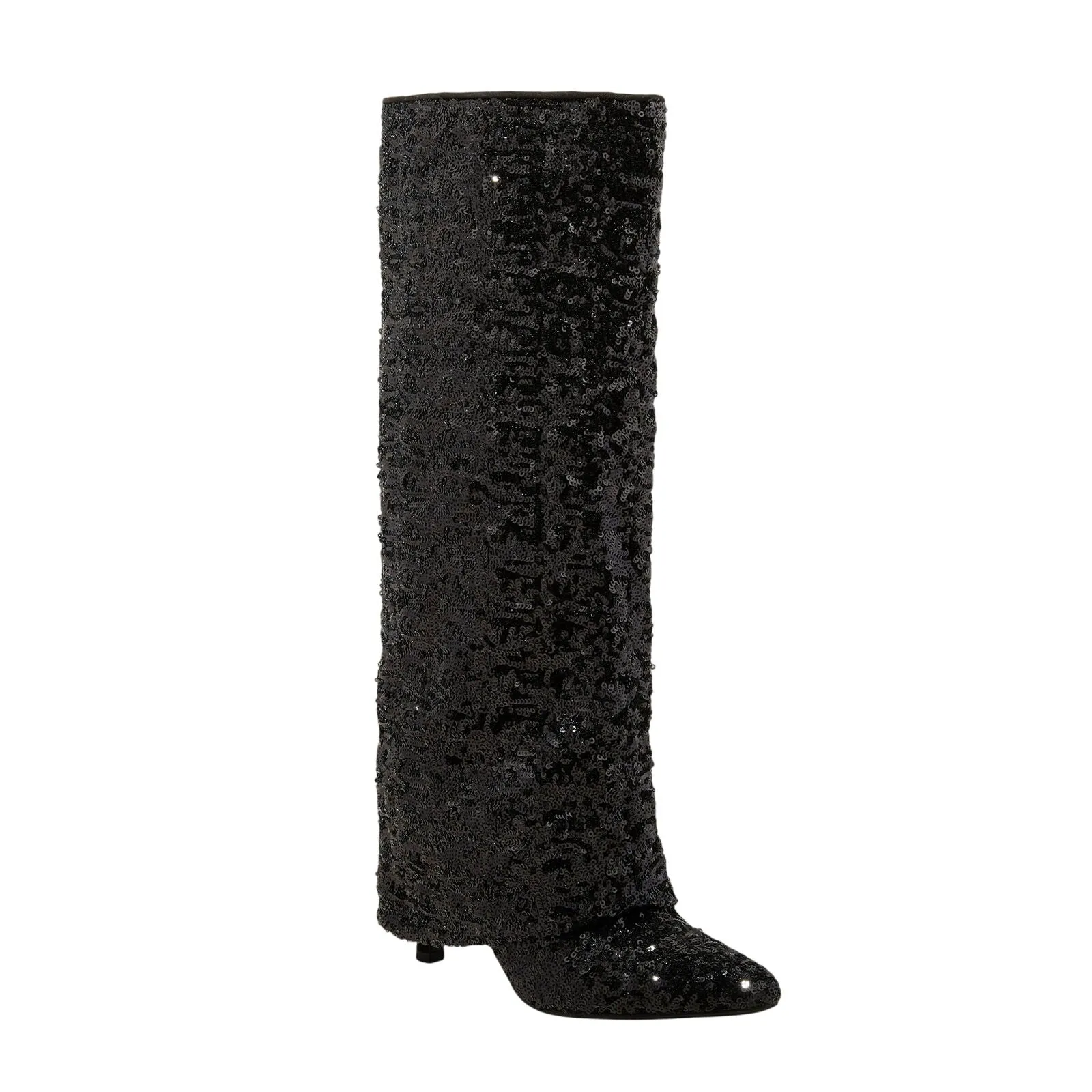 A New Day Womens Abba Sequin Foldover Tall Boots 91636693 Black 6M