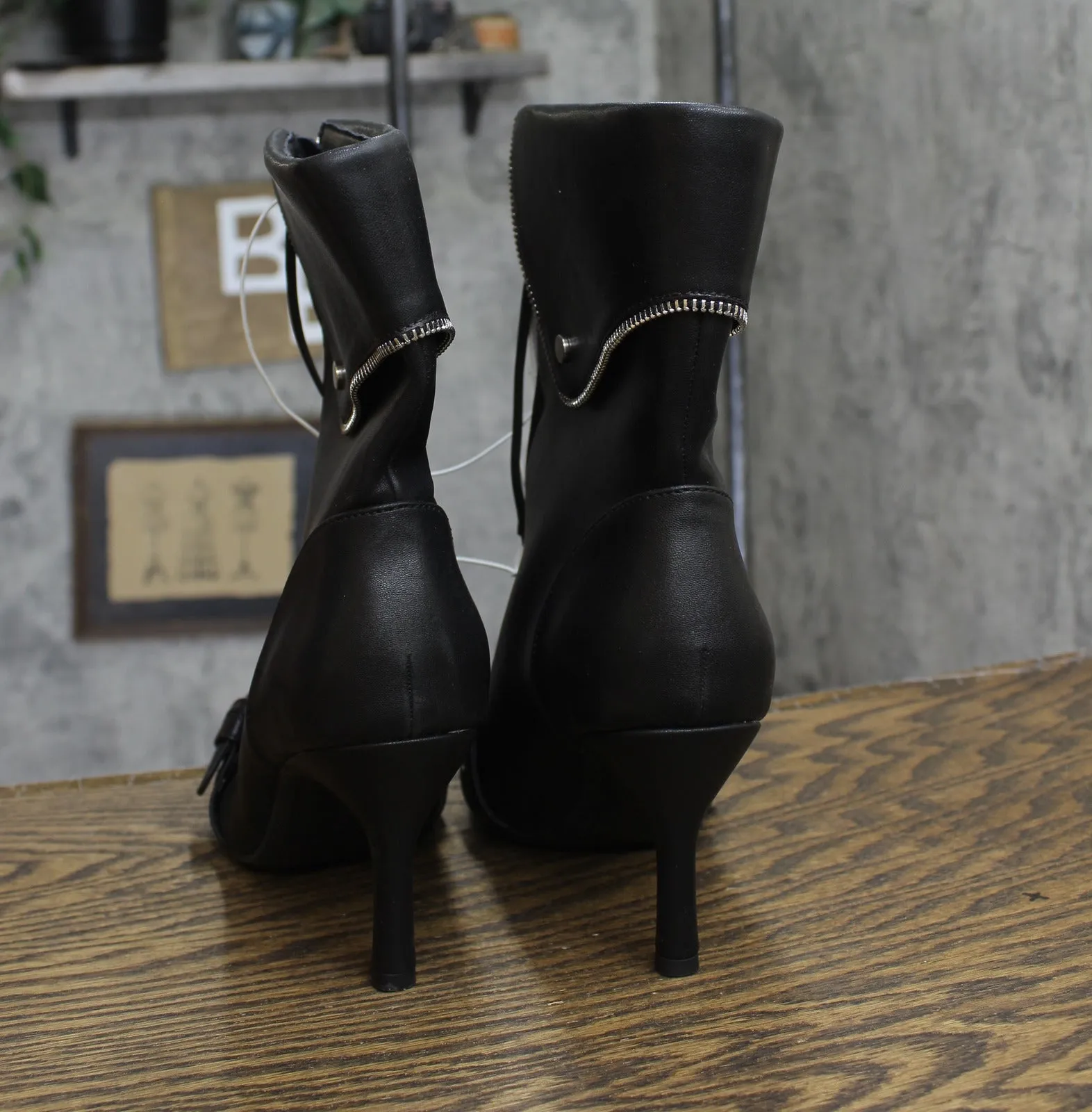 A New Day Womens Mickey Point Toe Moto Ankle Boots 90974111 Black 9M