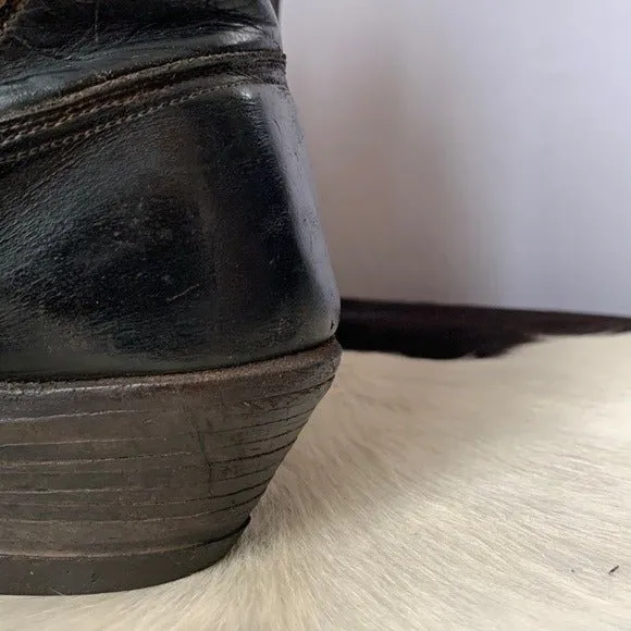 ACME Vintage 1940s 1950s Black Leather Short Pee Wee Cowgirl Cowboy Western Boots