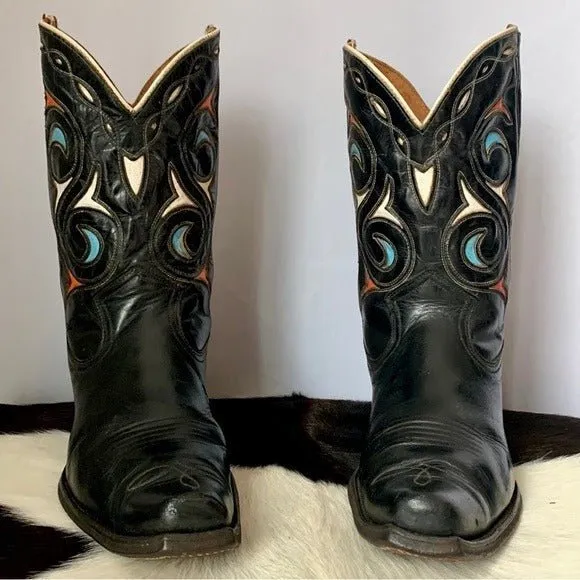 ACME Vintage 1940s 1950s Black Leather Short Pee Wee Cowgirl Cowboy Western Boots
