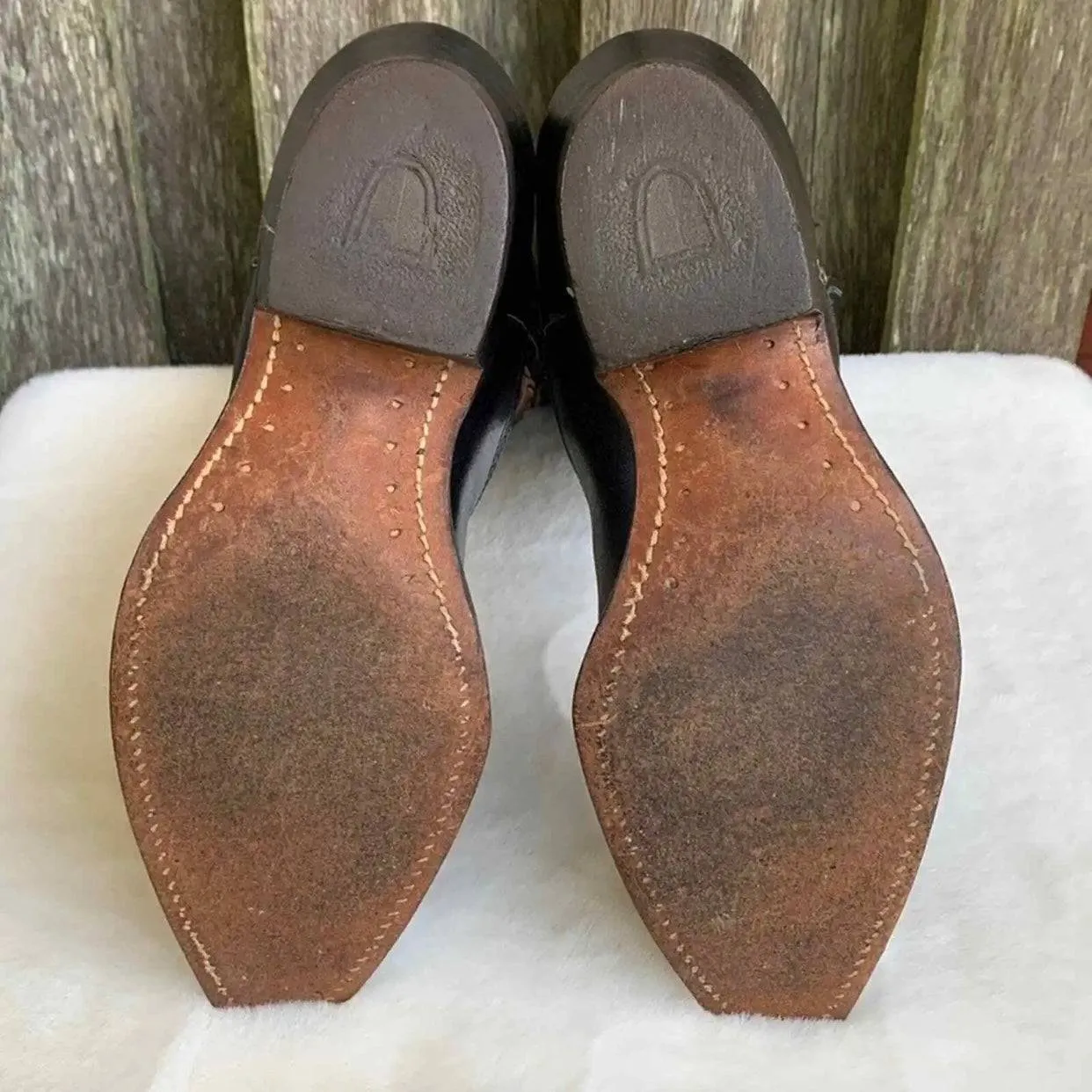ACME Vintage Rare Bull Inlay Short Black Cowgirl Cowboy Western Boots
