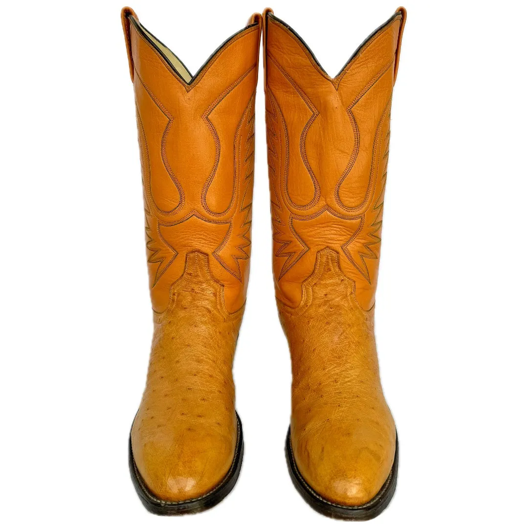 ADAMS BOOT CO Vintage Ostrich Exotic Tall Cowboy Western Boots