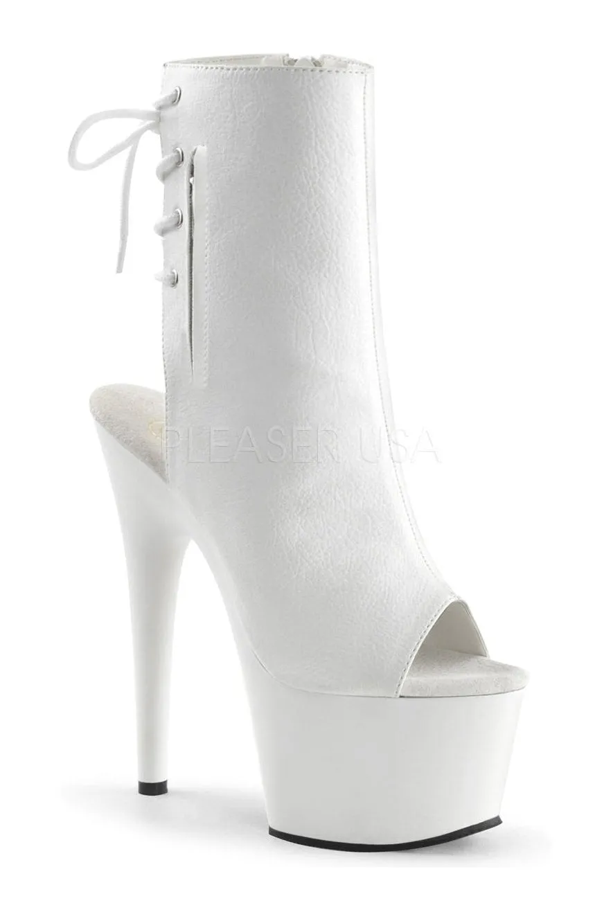 ADORE-1018 Platform Boot  | White Faux Leather