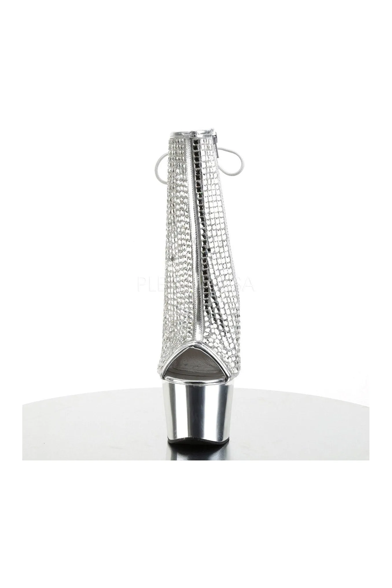 ADORE-1018DCS Platform Boot  | Silver Faux Leather