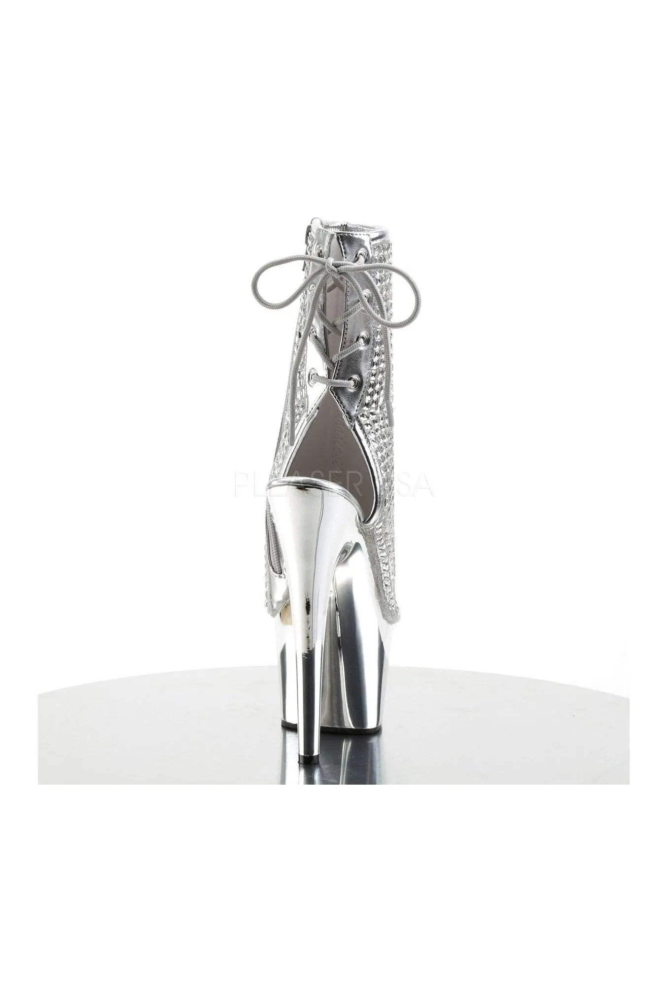 ADORE-1018DCS Platform Boot  | Silver Faux Leather