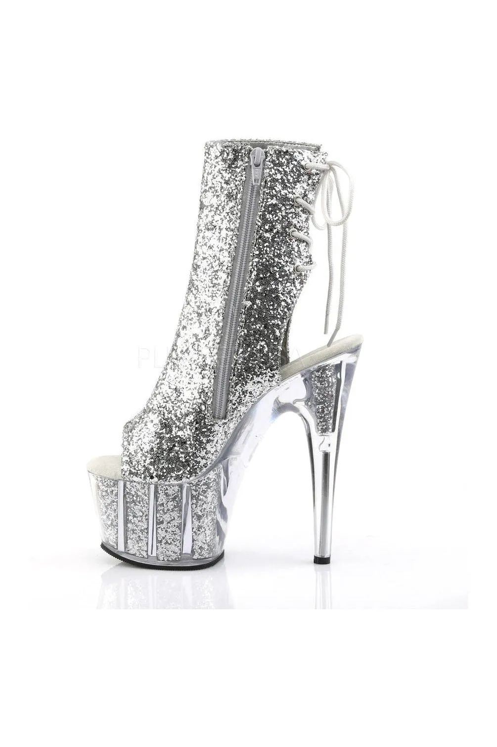 ADORE-1018G Platform Boot  | Silver Glitter