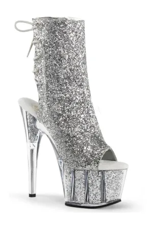 ADORE-1018G Platform Boot  | Silver Glitter