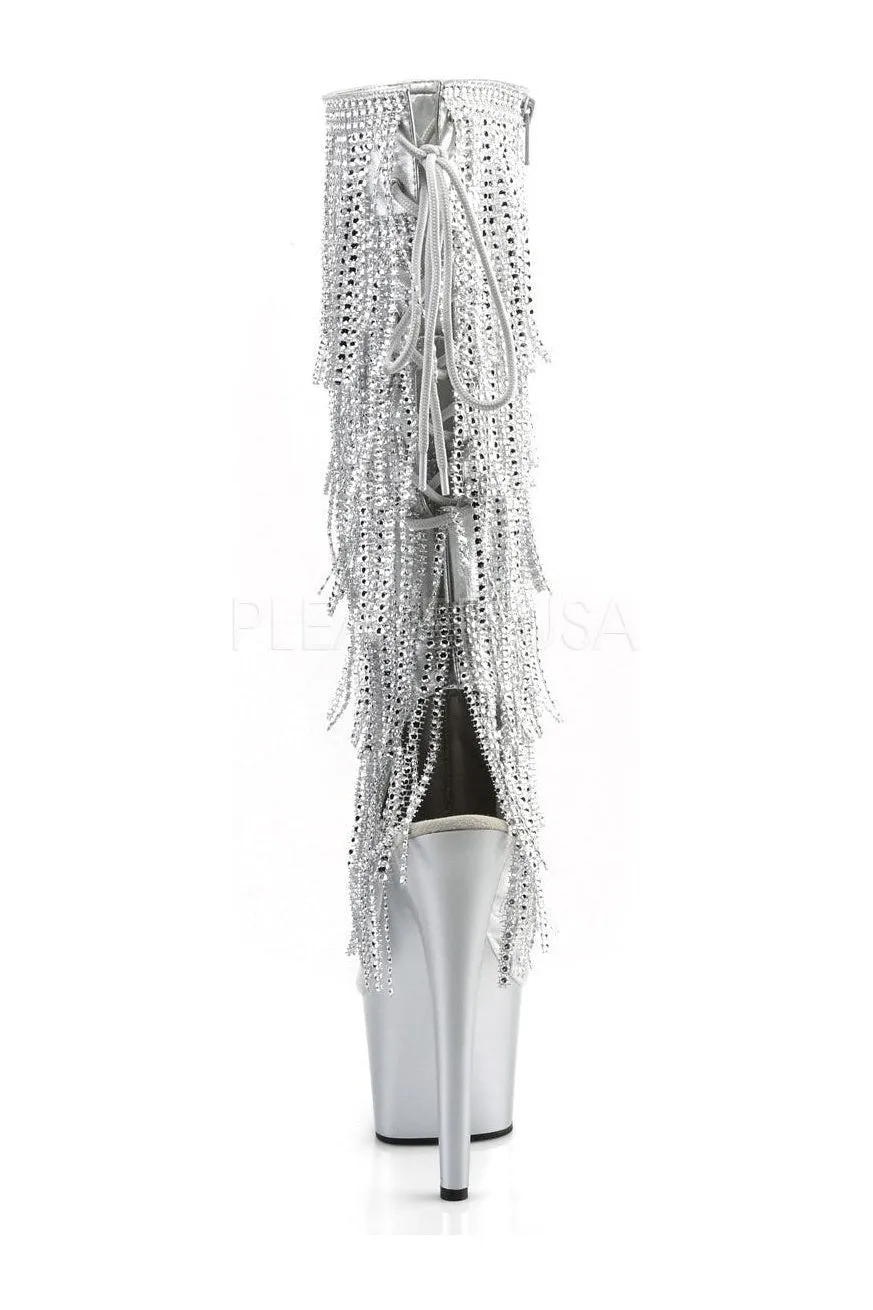 ADORE-2024RSF Platform Boot  | Silver Faux Leather