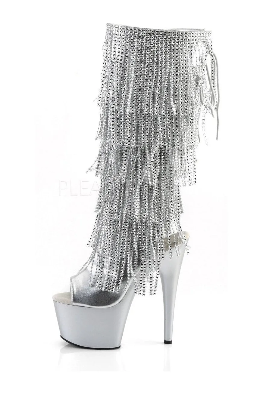 ADORE-2024RSF Platform Boot  | Silver Faux Leather