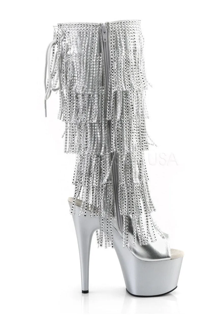 ADORE-2024RSF Platform Boot  | Silver Faux Leather