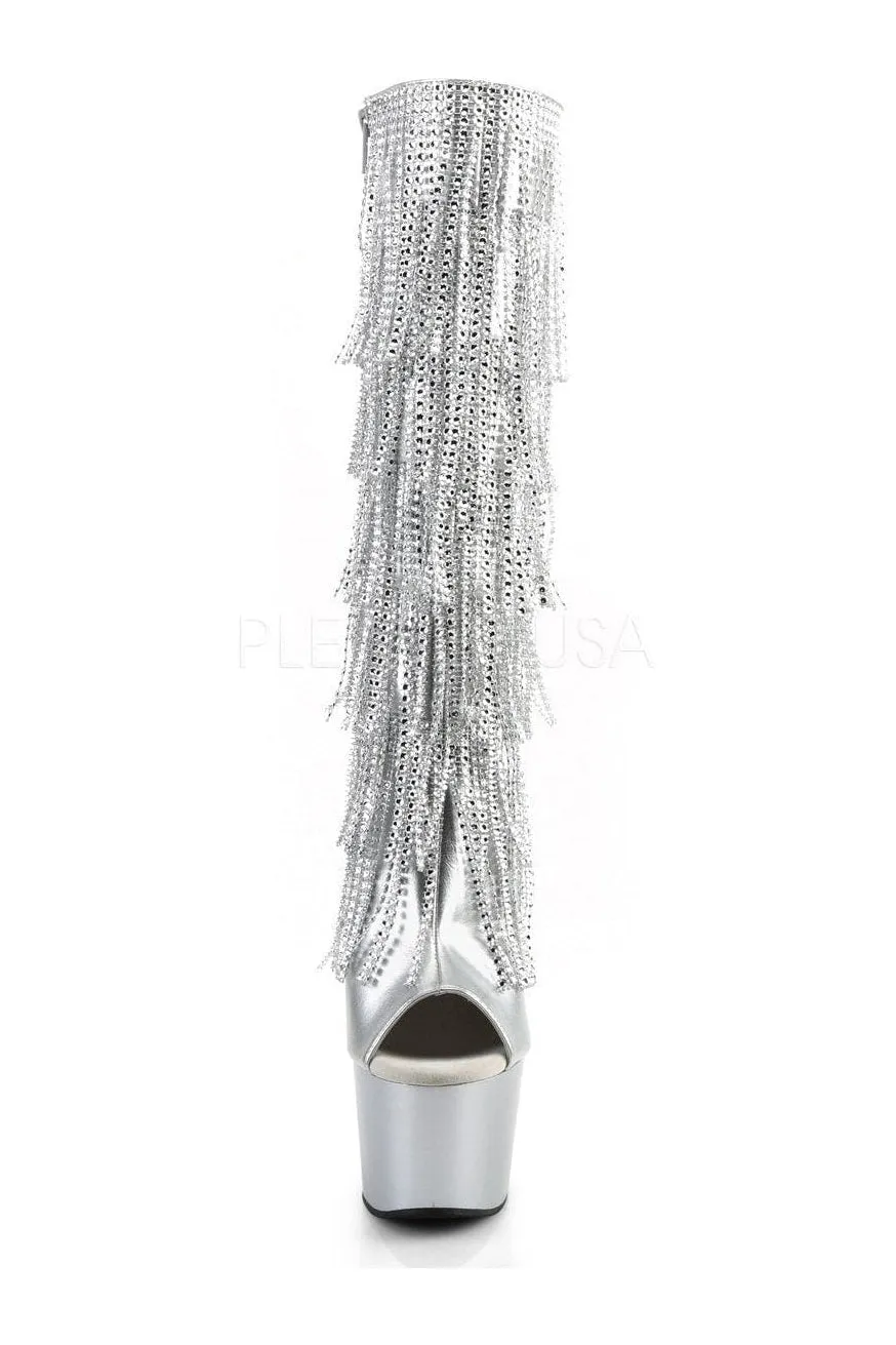 ADORE-2024RSF Platform Boot  | Silver Faux Leather