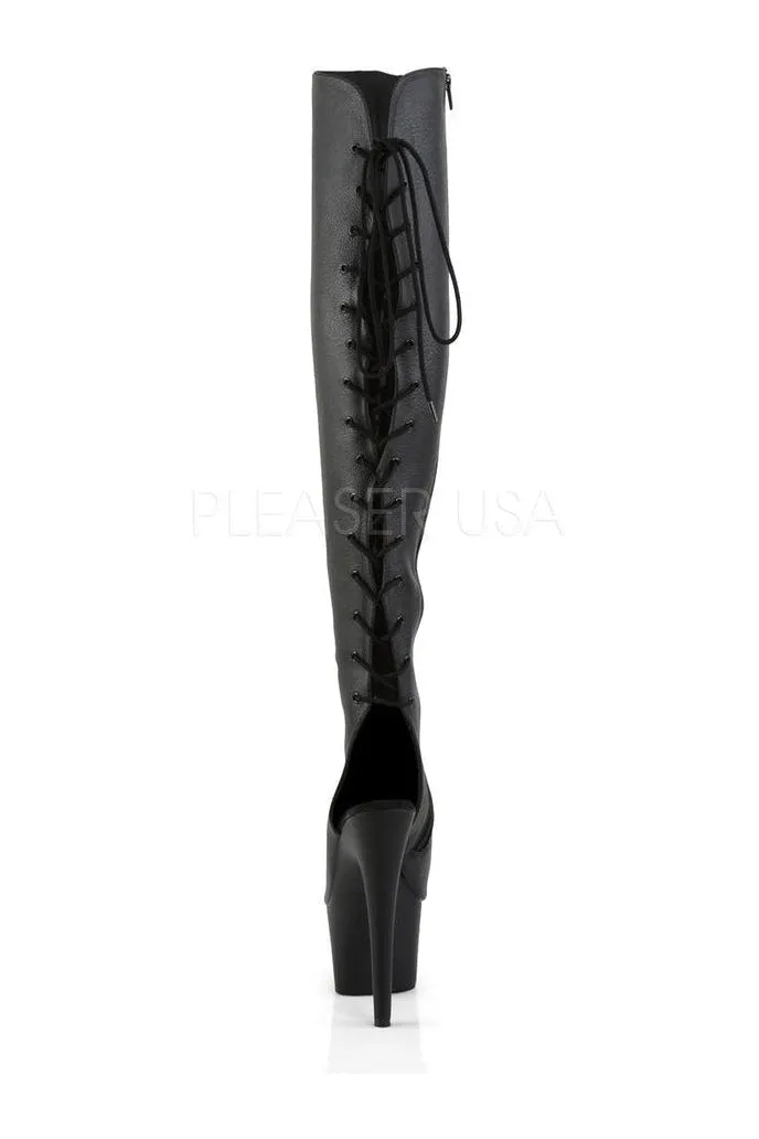 ADORE-3019 Platform Boot  | Black Faux Leather