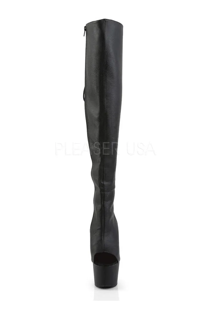 ADORE-3019 Platform Boot  | Black Faux Leather