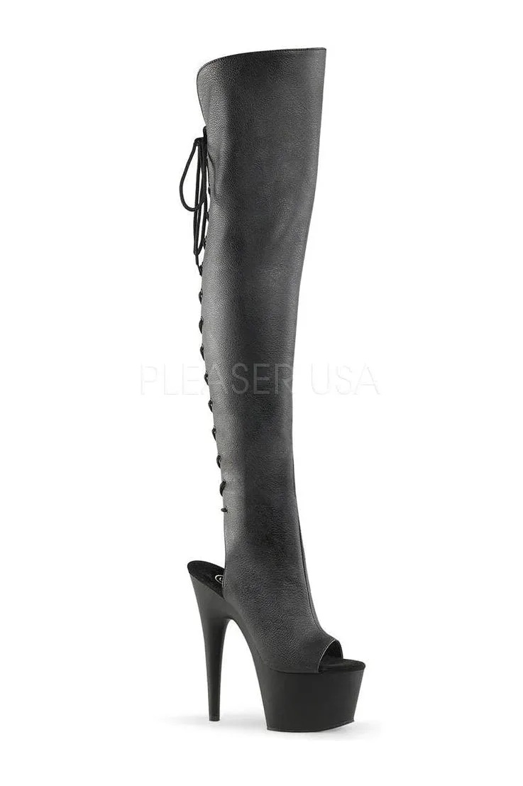 ADORE-3019 Platform Boot  | Black Faux Leather
