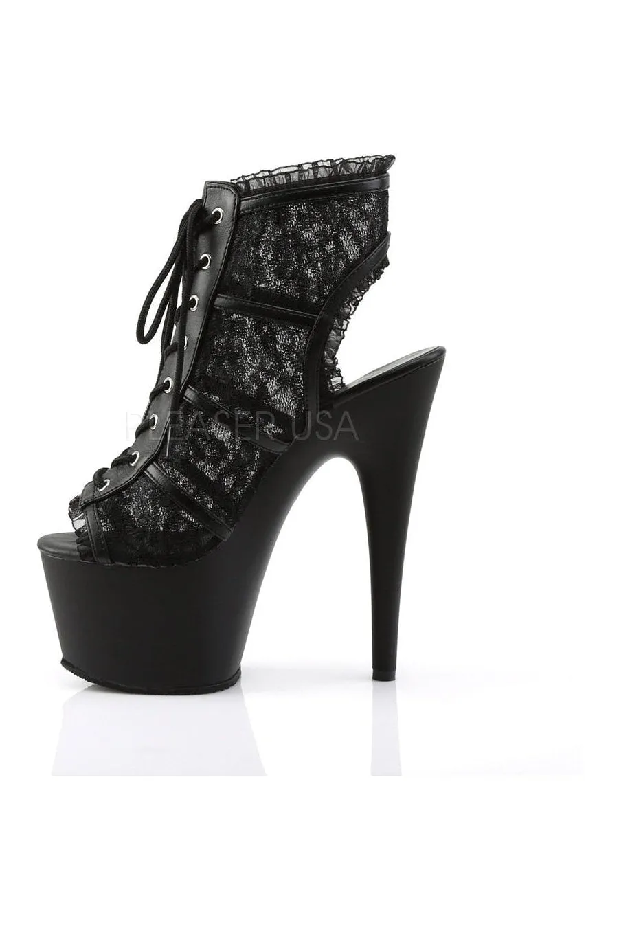 ADORE-796LC Platform Boot  | Black Faux Leather