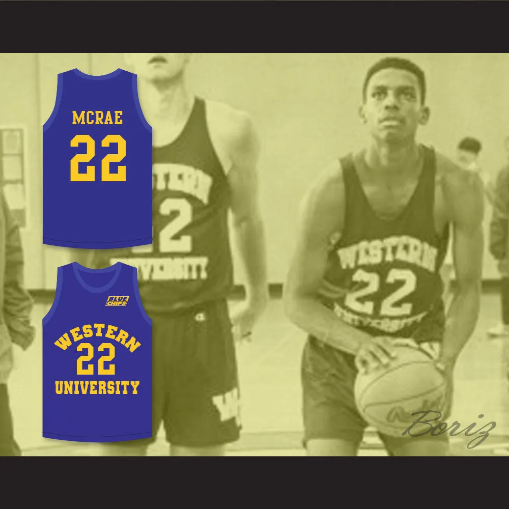 Anfernee Hardaway Butch McRae 22 Western University Blue Basketball Jersey with Blue Chips Patch