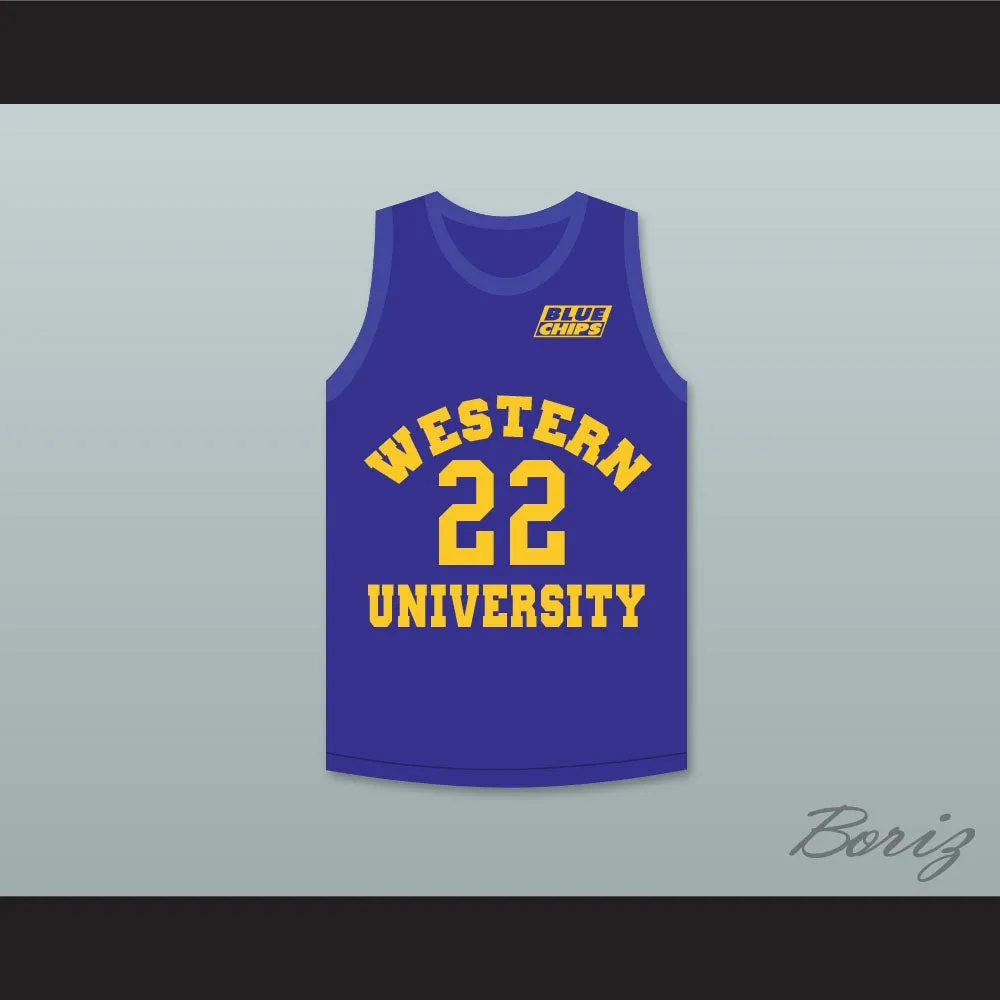 Anfernee Hardaway Butch McRae 22 Western University Blue Basketball Jersey with Blue Chips Patch