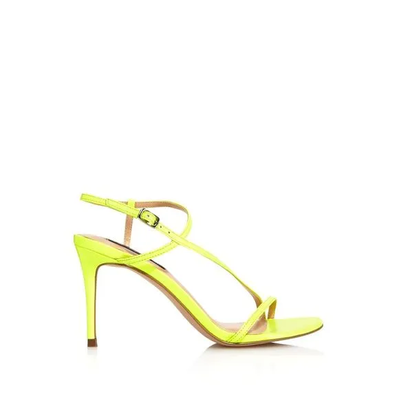 AQUA Womens Yellow Strappy Ron Round Toe Stiletto Leather Slingback Sandal 6.5 M