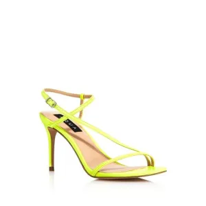 AQUA Womens Yellow Strappy Ron Round Toe Stiletto Leather Slingback Sandal 6.5 M