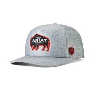 Ariat Grey Ballcap with Buffalo Silhouette & Ariat Logo