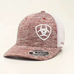 Ariat Heathered Maroon & White Ballcap with Offset Logo