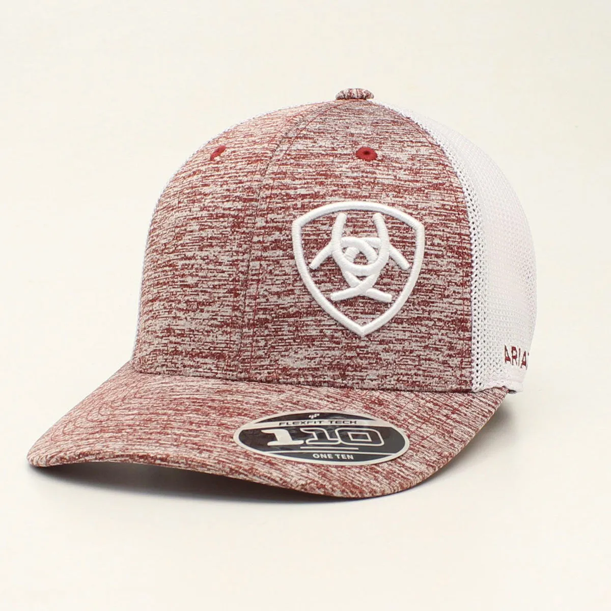 Ariat Heathered Maroon & White Ballcap with Offset Logo