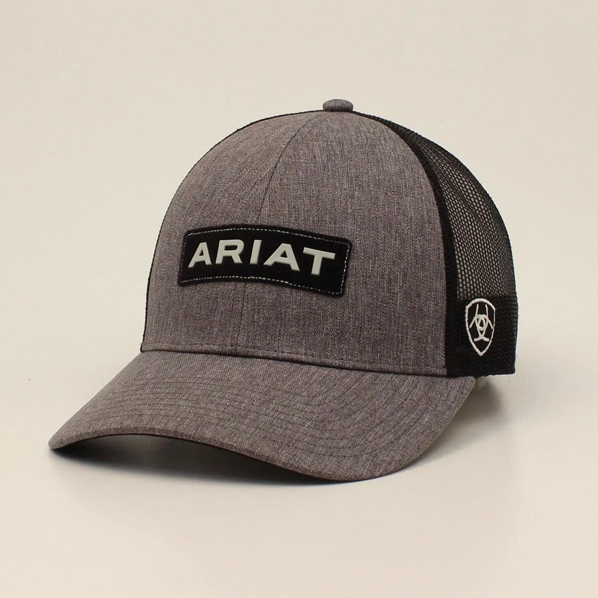 ARIAT MENS CAP SNAP BACK RECTANGLE LOGO GREY