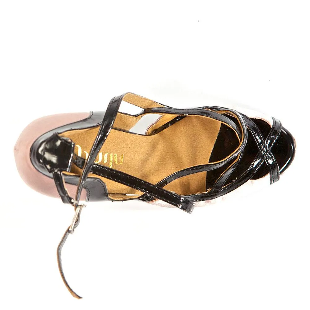 Arlette - Light Tan Satin - Suede Sole - Dance Floor Only