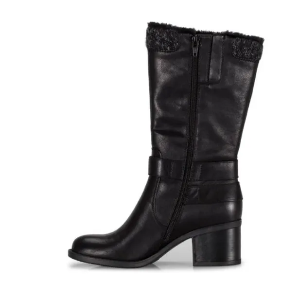 BARETRAPS Willow Back Mid Calf Heel Boots Biker Moto women size 8.5