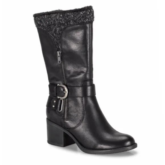 BARETRAPS Willow Back Mid Calf Heel Boots Biker Moto women size 8.5