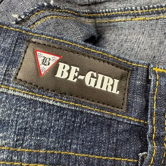 Be-Girl Skirt Womens Size 2X Plus Blue Denim Distressed Patchwork Boho Western