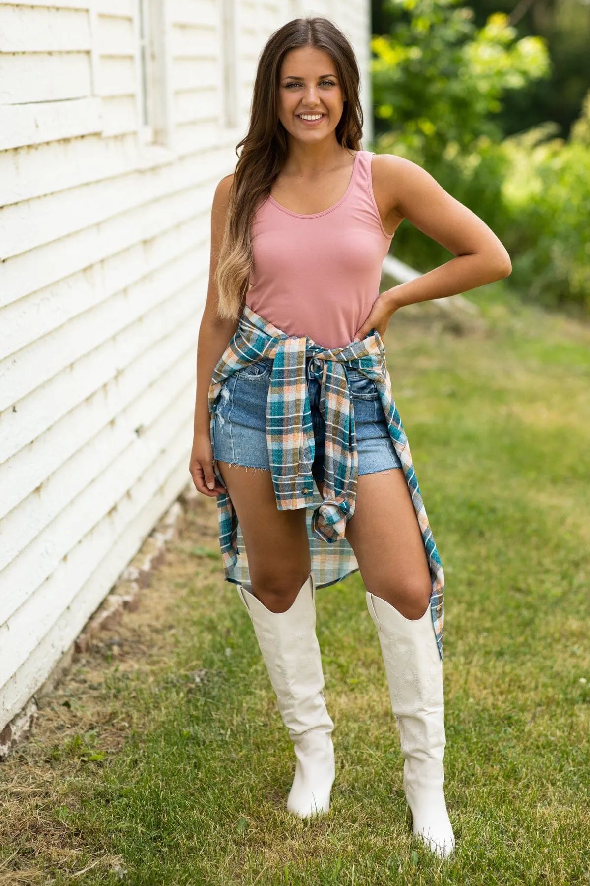 Beige Tall Point Toe Western Boots