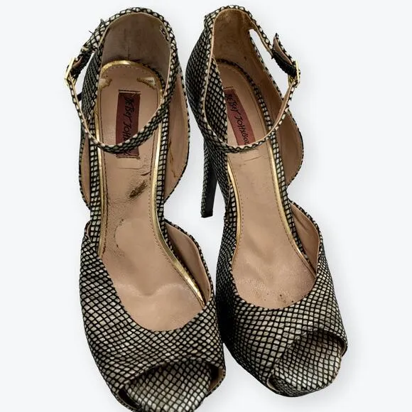 Betsey Johnson, Belee Platform, Stiletto, Peep Toe, Ankle Strap, Size 7.5