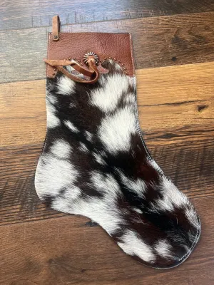 Black and White Speckled Cowhide Christmas Stocking