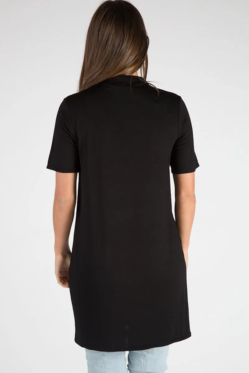 Black Flying Angel Cut Out Distressed T Shirt Dress - Amber