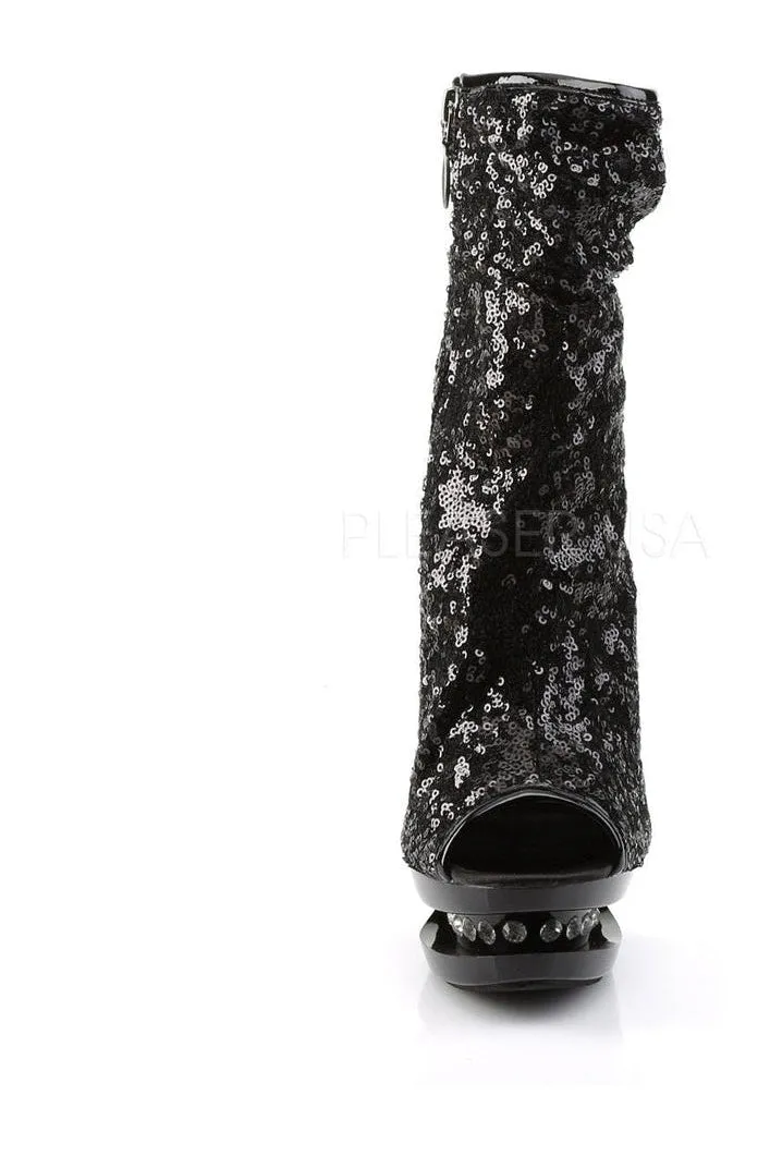 BLONDIE-R-1008 Platform Boot  | Black Sequins