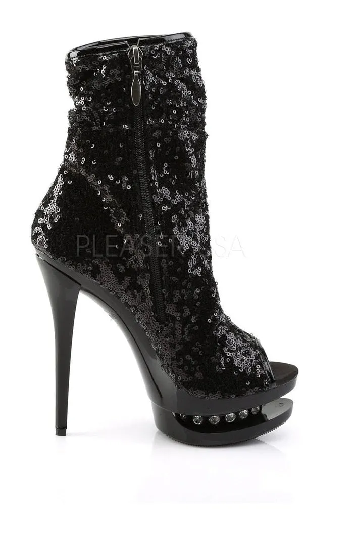 BLONDIE-R-1008 Platform Boot  | Black Sequins