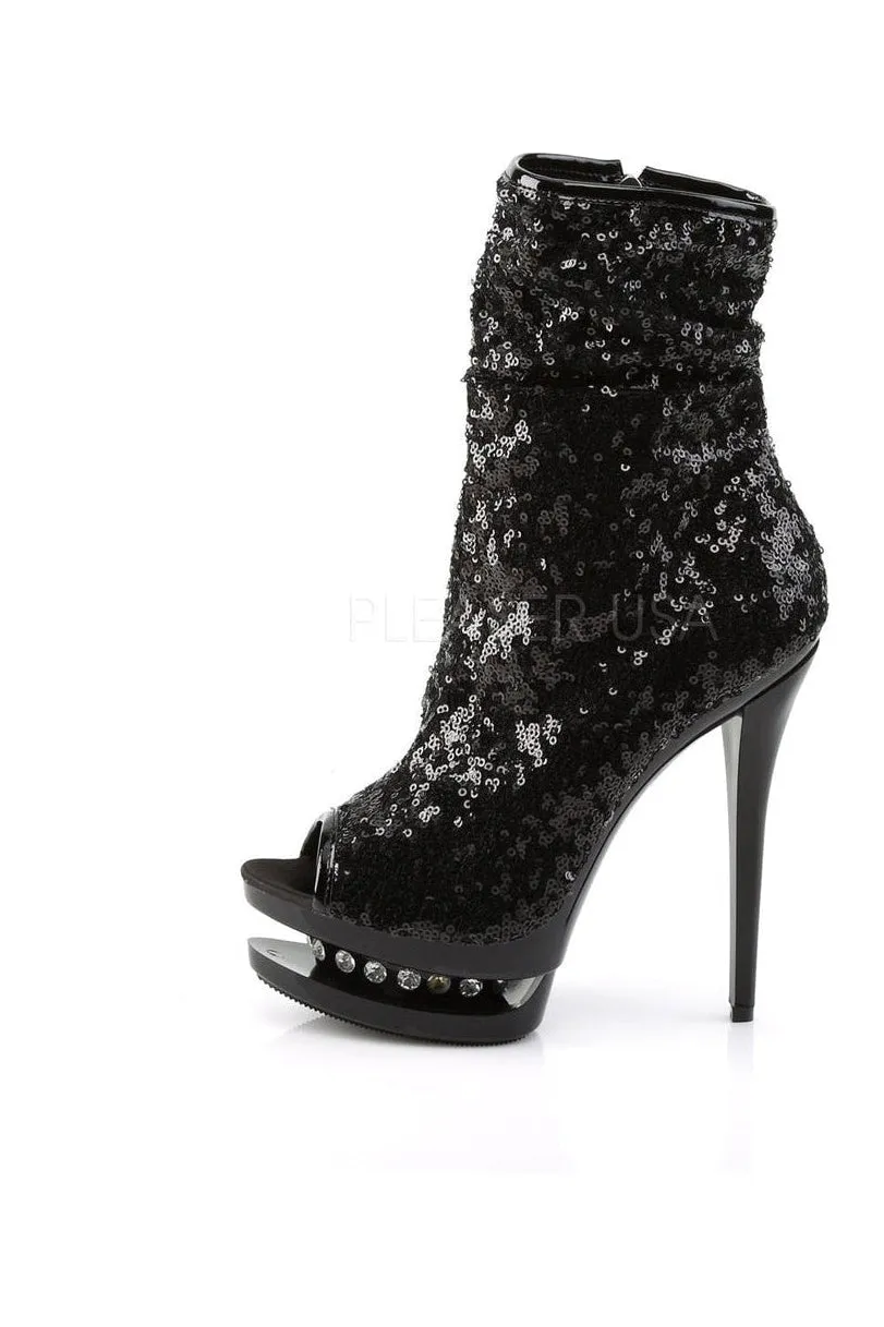 BLONDIE-R-1008 Platform Boot  | Black Sequins