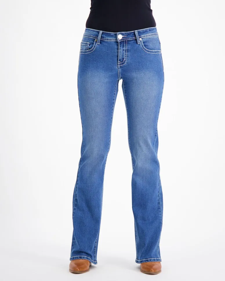 Boot-Cut Stretch Denim Jeans - Harriet Western Style